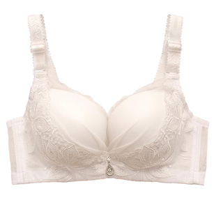夏季白色内衣女无钢圈薄款小胸聚拢调整型收副乳性感上托胸罩文胸