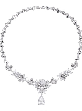 向日葵花朵修饰颈线显瘦水滴项链