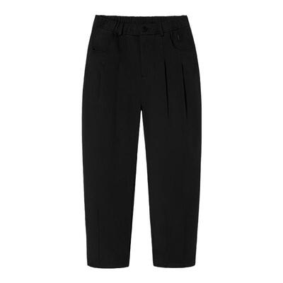 PSO Brand男装女装抓绒暗纹理锥型休闲长裤宽松百搭直筒黑色西装