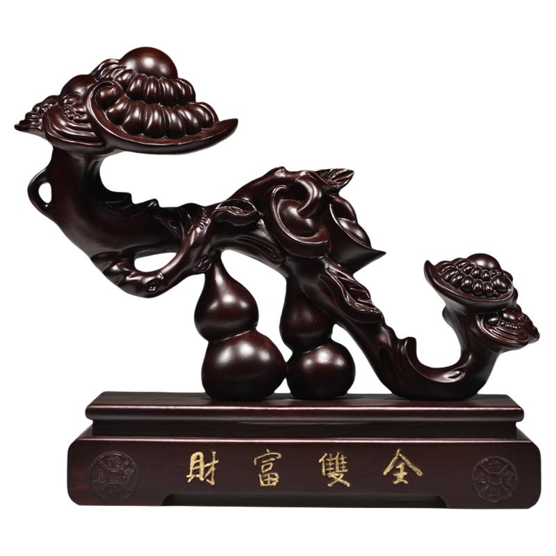 黑檀木灵芝葫芦摆件装饰工艺礼品