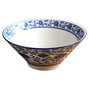 中式面碗斗笠碗家用高级感面条碗大号釉下彩汤面碗青花瓷碗拉面碗