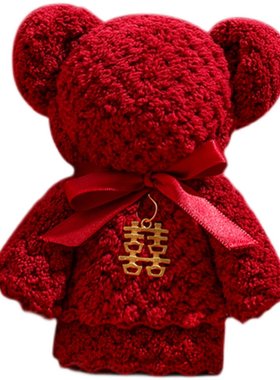 婚庆红色毛巾珊瑚不掉伴娘