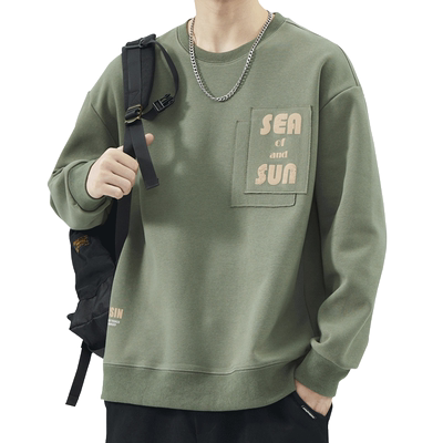 男款秋冬季圆领套头宽松休闲卫衣