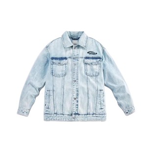 GUUKA浅蓝色牛仔夹克男春季新款 陈立农同款美式复古工装外套宽松