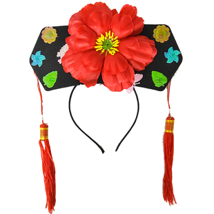 还珠格格帽子头饰大人同款旗头清朝清代宫廷宫女搞怪接亲道具发箍