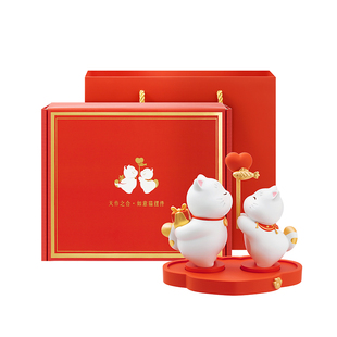 宫廷宝贝故宫文创天作之合如意猫摆件婚房装饰订婚新婚结婚礼物