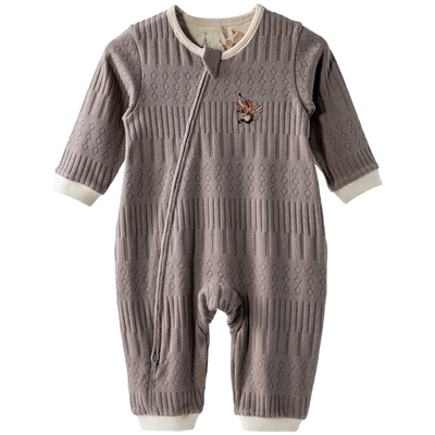 【小飞侠】aqpa爱帕宝宝儿童春秋新品提花长袖连体衣哈衣爬服