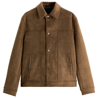 欧美简约绒面质感翻领夹克外套