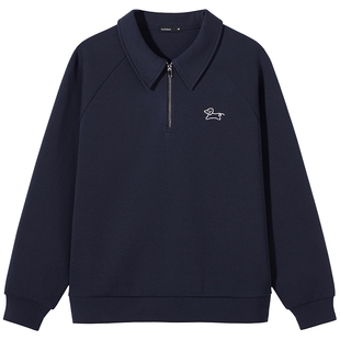 热风女士卫衣2026年春季新款半拉链翻领卫衣宽松学院风百搭上衣