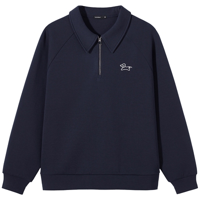 热风女士卫衣2026年春季新款半拉链翻领卫衣宽松学院风百搭上衣