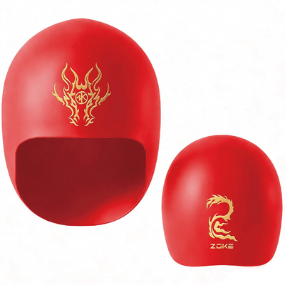 洲克ZOKE钢盔泳帽龙马精神防水贴合青少年FINA认证竞技球形泳帽胶