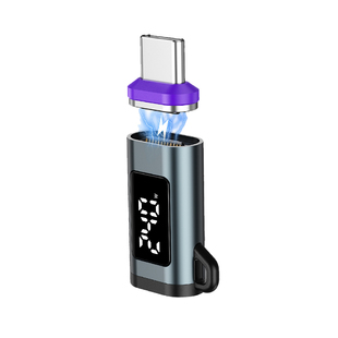 USB4全功能磁吸智能数显typec公对母转接头PD240W快充16K高清80Gpbs数据传输手机电脑雷电4/5便携屏公转母口