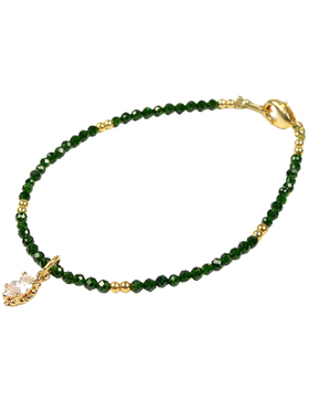 ciel原创天然绿砂石手链切面极细