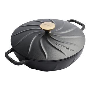 小幸福26cm铸铁平光黑珐琅锅焖焗锅汤锅多功能家用不粘锅海鲜炖锅