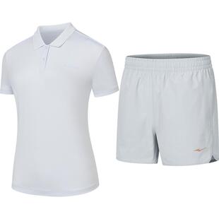 鸿星尔克运动套装女款夏季新款女士羽毛球运动服速干衣polo衫短袖