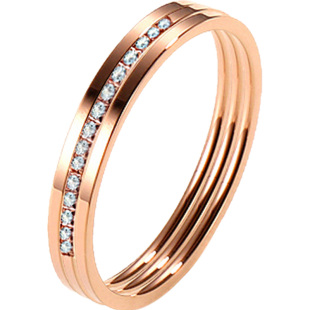 三生三世带钻戒指女时尚个性钛钢18k玫瑰金食指ins潮网红尾戒小指