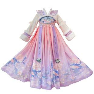 女童汉服秋冬款国风古装连衣裙2025新款儿童古风裙子加绒唐装冬季