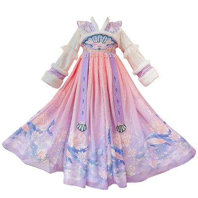 女童汉服秋冬款国风古装连衣裙2025新款儿童古风裙子加绒唐装冬季