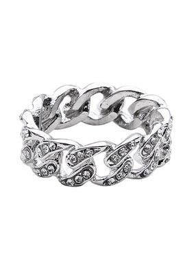 古巴镶钻情侣戒指时尚个性百搭嘻哈ins小众高级冷淡风轻奢指环女