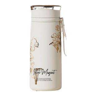 Vanow铃兰保温杯女生新款2024高颜值陶瓷内胆生日礼物泡茶水杯子