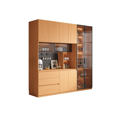 红橡木洞洞板餐边柜实木储物柜