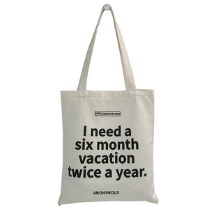 six month vacation不想上班小众个性休闲帆布包手提单肩通勤袋子