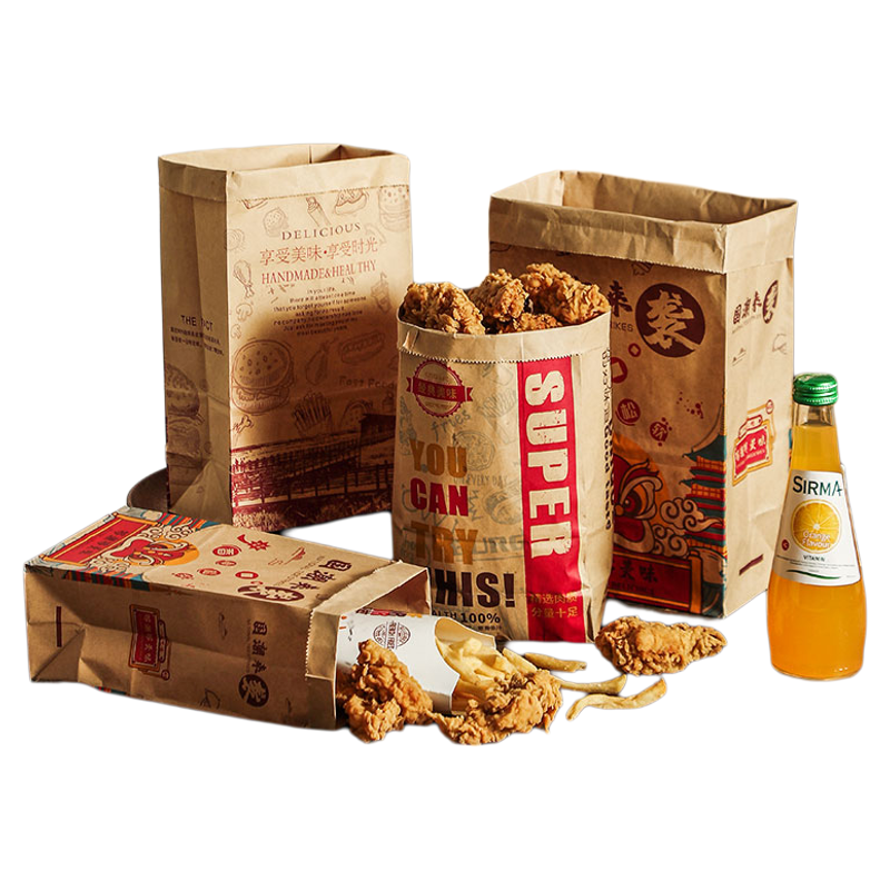 牛皮纸袋食品袋一次性汉堡外卖打包袋烘焙面包冰箱收纳包装袋定制
