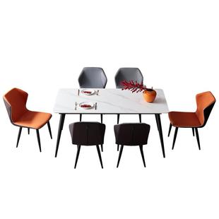 全友家居意式轻奢高级感岩板餐桌椅组合家用客厅长方形可伸缩饭桌