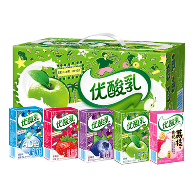 伊利优酸乳250ml*12/24盒整箱原味草莓AD钙蓝莓味含乳饮料/5月