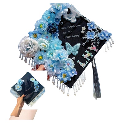 大学生毕业学士帽簪花毕业拍照花