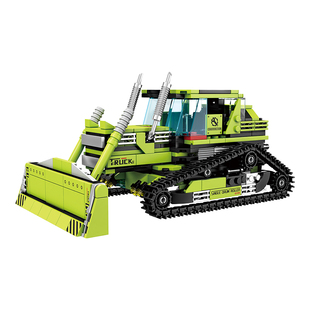 开智积木工程车儿童益智拼装推土机模型玩具男孩子压路机拼图礼物