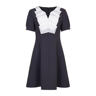 婉甸2025夏季新品黑色中袖连衣裙1242N06SX1YX