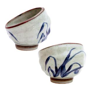 三分烧斜口调料碗日式陶瓷碗手绘沙拉碗火锅自助餐球形斜口酱料碗