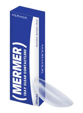 [30片]mermer进口透明隐形眼镜近视日抛大小直径春夏季防紫外线