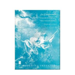 帕格尼尼 钟 小提琴 大提琴和吉他 总分谱 朔特原版乐谱书 Paganini La Campanella Rondo for Violin Cello and Guitar ZM29950