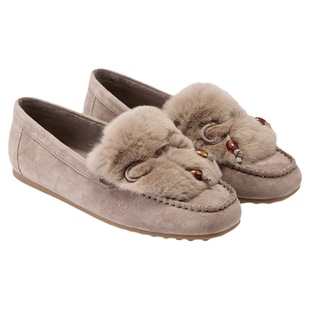 fed方头单鞋冬季新款女鞋轻便平底鞋保暖豆豆鞋女款S1022-YAC167