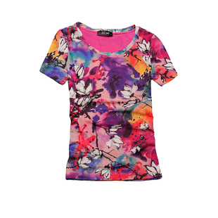 网纱上衣女超仙拼色2025新款打底衫修身t恤女士夏装短袖洋气小衫