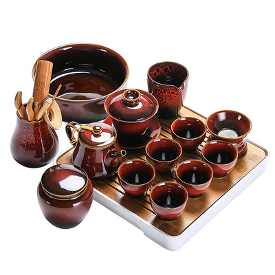 功夫茶具套装陶瓷釉变家用办公