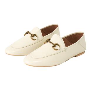 [清仓]BESSIEIE/贝缌 通勤女鞋柔软鹿皮里金属马衔扣平底乐福鞋