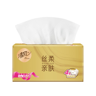 【下拉补贴】清风纸巾丝柔金装100抽24包加厚抽纸餐巾纸卫生纸by