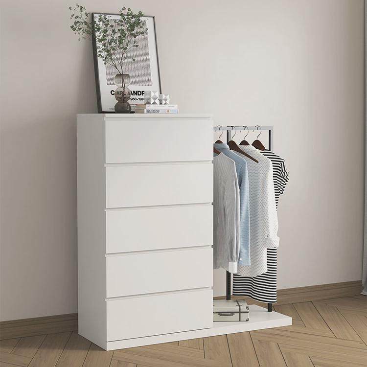 现代简约五斗柜衣帽架组合主卧多功能挂衣架床尾置物柜收纳抽屉柜