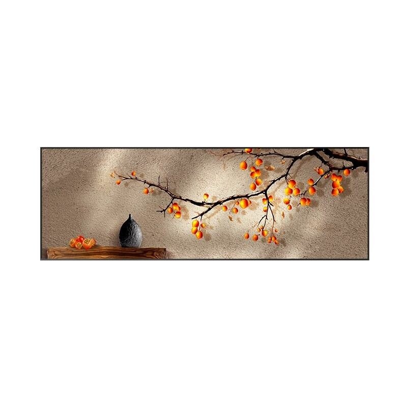 柿柿如意客厅装饰画新中式寓意好壁画侘寂风高级感沙发背景墙挂画