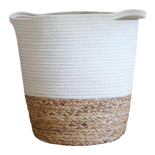 家用日式卧室棉线棉绳编织草编拼接玩具收纳桶脏衣服收纳篮脏衣篮