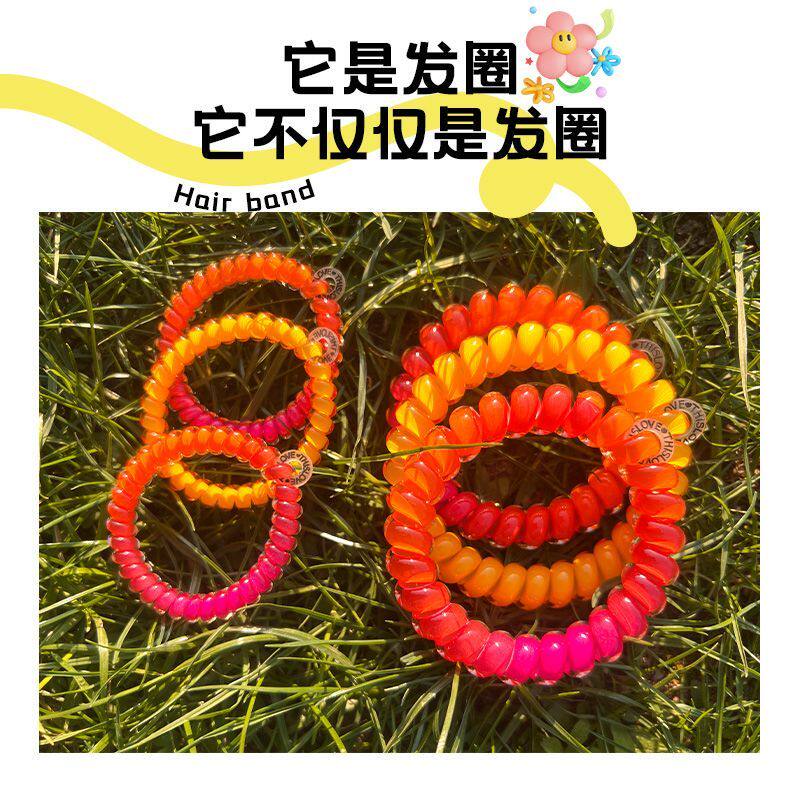 彩虹高马尾无痕ins发圈韩系慵懒情侣款高颅顶彩色手环百搭发饰