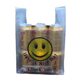 pe笑脸袋定做超市购物袋大中小号透明手提袋红色笑脸袋塑料袋批发