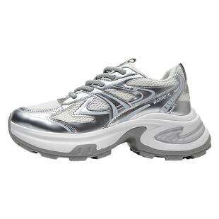 回力银色老爹鞋女款2025秋季新款透气厚底小个子女鞋休闲运动鞋子