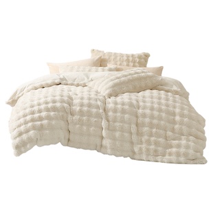 水星家纺暖绒四件套抗静电仿兔绒套件床单被套秋冬保暖床上用品