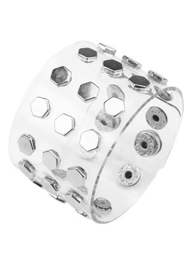 个性银色金属六角高平钉时尚手环