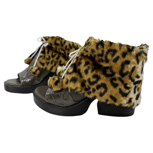 亚亚90s早古千禧穿搭早韩涩谷辣妹嬉皮复古豹纹靴套鞋套袜套