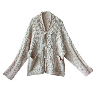 【织一场梦】初秋2026新款慵懒风复古外套针织米色毛衣开衫女外搭